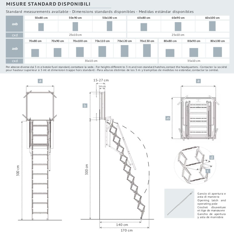 scheda scale a scomparsa verticale