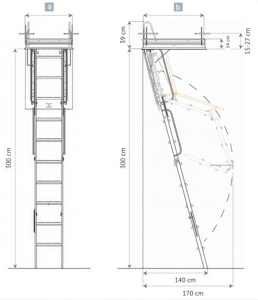 Scale retrattili rigide schema ingombri
