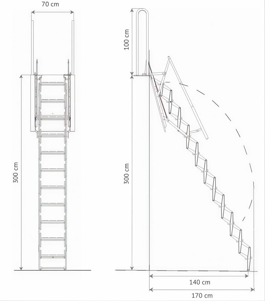 Scale retrattili soppalco schema