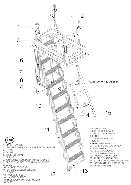 Scala retrattile scheda tecnica a pantografo Plus